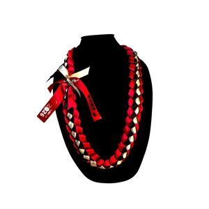 Custom Graduation Money Lei | Class of 2026 | Red, White & Black Ribbon Lei